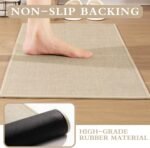 YIHOUSE Beige Bathroom Rug Sets 2 Piece, Absorbent Bath Mat for Bathroom Non Slip Washable, Bath Room Mat Quick Dry, Thin Bath Rug Set for Toilet and Floor(17"x24"+17"x47") - Image 3