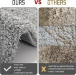 Yimobra Bathroom Rugs Non Slip Washable 36x24, Ultra Soft and Water Absorbent Bath Mats, Plush Fluffy Shower Mat Outside, Luxury Microfiber Thick Matts for Bathroom Floor/Tub, Light Gray and White - Image 4