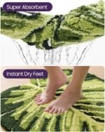 DEXI Leaf Bathroom Rugs Monstera, 23.5x31.5 Soft Fluffy Cute Bath Mat with Non Slip Backing, Washable Absorbent Bath Rug Quick Dry for Shower Floor, Toilet, Bedroom, Kids Room, Green - Image 8