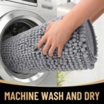 OLANLY Thick Bathroom Rugs 30x20, Extra Soft Absorbent Chenille Bath Rugs, Rubber Backing, Machine Wash Dry, Bath Mats for Bathroom Floor, Tub and Shower, Home Decor Accessories, Grey - Image 4