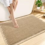 Smiry Waffle Bath Mat 30x20, Extra Soft Absorbent Bathroom Rugs, Non Slip Machine Washable Quick Dry Bath Rugs for Bathroom Floor, Tub, Shower, Home Decor Accessories, Brown