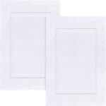 Utopia Towels Cotton Banded Rug, Bath Mats, Not a Bathroom Rug, 21 by 34 Inches, 100% Ring Spun Cotton, Highly Absorbent Shower Bathroom Floor Mat, White, 2 Pack
