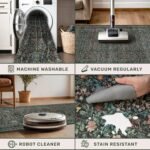 Non Slip 2x6 Kitchen Runner Rug Washable, Rubber Backed Hallway Runner Rugs, Boho Vintage Floral Botanical Dark Green Non Skid Carpet for Entryway, Bathroom, Hall Way Mats for Floor - Image 4