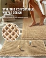 Large Waffle Bath Mat Set, Non Slip Bath Rug Set, Ultra Absorbent Bath Mats for Bathroom Decor, Extra Soft Floor Kitchen Rugs Sets 2 Piece, Washable Bath Runner Rug, Brown, 20"×47" & 16"×24" - Image 2