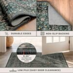 Non Slip 2x6 Kitchen Runner Rug Washable, Rubber Backed Hallway Runner Rugs, Boho Vintage Floral Botanical Dark Green Non Skid Carpet for Entryway, Bathroom, Hall Way Mats for Floor - Image 5