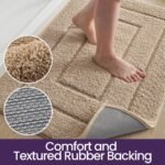 DEXI Bathroom Rug 43x24, Non Slip Washable Bath Mat for Shower Floor, Extra Large Absorbent Soft Bathmat with Rubber Backing, Quick Dry Microfiber Carpet, Beige - Image 6