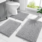 Yimobra Bathroom Rugs Non Slip Washable - Ultra Soft Absorbent Chenille Bath Mat, Quick Dry Shaggy Floor Carpet for Tub Shower, Gray Home Decor Accessories, 24x17 Inch - Image 2