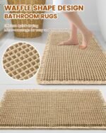 Smiry Waffle Bath Mat 30x20, Extra Soft Absorbent Bathroom Rugs, Non Slip Machine Washable Quick Dry Bath Rugs for Bathroom Floor, Tub, Shower, Home Decor Accessories, Brown - Image 2
